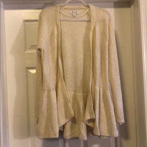 Glittery Cream Open Front Sweater
